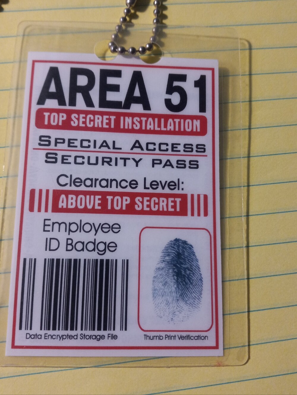 Vintage 1990s AREA 51 security Pass